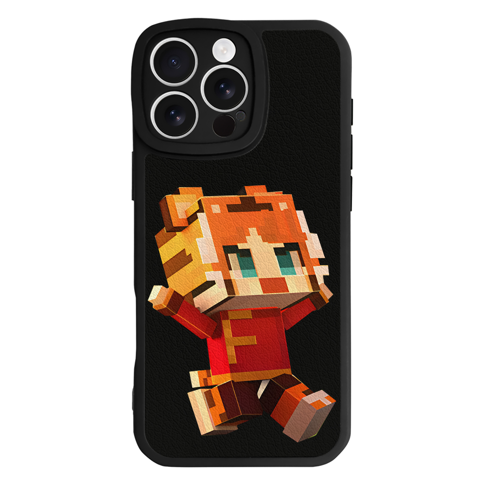 （画像用） マインクラフト ブロックの世界 Minecraft MC Block world 【iPhone 16シリーズ対応】シリコンスマホケース（レザー調） 材質：シリコン